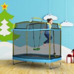 3-in-1 Trampoline for Kids, 6.9' Kids Trampoline with Net, Light Blue - Image 2