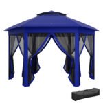 13' x 13' Pop Up Gazebo Hexagonal Canopy Shelter with 6 Zippered Mesh Netting for Patio Backyard Garden Wedding Party