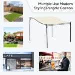 10' x 10' Steel Outdoor Pergola Gazebo, Patio Canopy with Weather-Resistant Fabric and Drainage Holes for Backyard, Deck, Garden, Cream White - Image 6