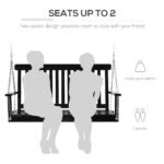 2-Seater Hanging Porch Swing Outdoor Patio Swing Chair Seat with Slatted Build and Chains, 440lbs Weight Capacity, Black - Image 5