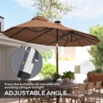 Double-sided Patio Umbrella, 9.7 ft. Outdoor Umbrella with 45-Degree Tilt and Crank, LED Solar Light and 12 Ribs - Image 4