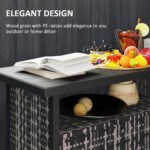 Outdoor Pool Towel Storage Cabinet Organizer, Outdoor Bar Table with Shelf and Cabinet, Pool Towel Holder Pool Valet with Weather-Resistant PE Rattan and Steel Frame, Mixed-Gray - Image 7