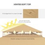 10' x 12' Patio Gazebo with Corner Frame Shelves, Double Roof Outdoor Gazebo Canopy Shelter with Netting, Brown - Image 6