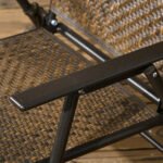 5 Pieces Patio Table and Chairs, Foldable Wicker Outdoor Dining Table Set with Umbrella Hole, Dark Brown - Image 8
