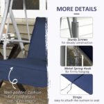 2-Seater Outdoor Porch Swing with Canopy and Table, Patio Swing Chair for Garden, Poolside, Backyard, Dark Blue - Image 6