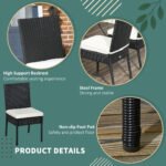 4 PE Rattan Outdoor Dining Chairs with Cushions, Patio Wicker Dining Chairs with Backrest, Black - Image 5