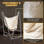 Hammock Chair with U Shape Stand, Hammock Swing Chair with A Side Pocket, Cream White - Image 5