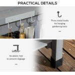 Potting Bench Table, Outdoor Garden Table Wooden Work Station with Removable Sink, Faucet, Drawer, Shelves, Hooks, Gray - Image 6