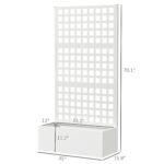 Galvanized Raised Garden Bed Planter Box with Trellis for Climbing Plants, Vegetable, Vines, 35" x 16" x 70", White - Image 3