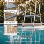 70" Above Ground Swimming Pool Ladder, A-Frame Deck Ladder, Non-slip Steps and Handrails for 48" Pool Wall Height, Gray - Image 5