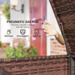 175 Gallon Outdoor Storage Box with Inner Liner, PE Rattan Wicker Deck Box with Pneumatic Bar Lift, Mixed Brown - Image 6