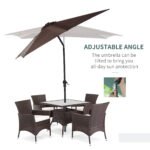 9' x 7' Solar Umbrella, LED Lighted Patio Umbrella for Table or Base with Tilt & Crank, Outdoor Umbrella for Garden, Deck, Backyard, Pool, Beach - Image 6