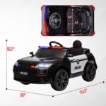 12V Kids Ride on Car w/ Remote Control, Siren, Light, Music, Spring Suspension, Horn & Transport Wheel, Black - Image 3