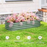 4.9' x 2' x 1' Galvanized Raised Garden Bed Kit, Metal Planter Box with Safety Edging, Green - Image 7