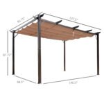 10' x 13' Aluminum Patio Pergola with Retractable Pergola Canopy, Backyard Shade Shelter for Porch, Outdoor Party, Garden, Grill Gazebo, Brown - Image 3