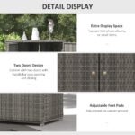 Outdoor Storage Cabinet with Shelves, Rattan Pool Towel Storage Cabinet with Removable Shelf & Drawer, Dark Gray - Image 6
