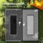 Reversible Outdoor Rug, Waterproof Plastic Straw with Carry Bag, 9' x 18', Black & White Gourd Border - Image 7
