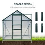 6x8 Greenhouse Polycarbonate Heavy Duty Patio Backyard, Dark Green - Image 6