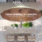 Double-sided Patio Umbrella, 9.7 ft. Outdoor Umbrella with 45-Degree Tilt and Crank, LED Solar Light and 12 Ribs - Image 5