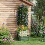 Galvanized Planter Box, 24" x 24" x 73.5" Raised Garden Bed with Tomato Cage for Climbing Vines, Green - Image 2