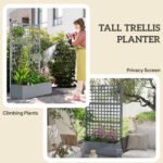 Galvanized Raised Garden Bed Planter Box with Trellis for Climbing Plants, Vegetable, Vines, 43" x 16" x 70", Gray - Image 5