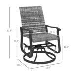 Wicker Rattan Swivel Patio Glider Chair Set of 2, Outdoor Glider Chair with Steel Frame, High Back, Gray - Image 3