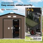 Metal Large Shed with Double Locking Doors Sloped Roof for Garden Tool, Bike Storage, Brown - Image 5