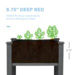48" Raised Garden Bed, Elevated Wooden Planter Box with Holes for Vegetables, Herb, Flowers for Backyard, Dark Gray - Image 6