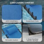 Folding Outdoor Chaise Lounge Chair Tanning Chair with 5-Level Adjustable Back, Side Table, Pillow, Pocket, Blue - Image 5