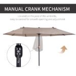Patio Umbrella 15ft Double-Sided Outdoor Market Extra Large Umbrella with Crank Handle for Backyard, Light Blue - Image 5