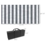 Reversible Outdoor Rug, 9' x 18' Waterproof Plastic Straw Floor Mat, Portable RV Camping Carpet, Large Floor Mat for Backyard, Deck, Picnic, Beach, Gray & White Striped - Image 3