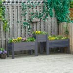 Raised Garden Bed Set of 3, Elevated Wood Planter Box with Legs and Bed Liner for Backyard and Patio to Grow Vegetables, Herbs, Gray - Image 2