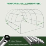 20' x 10' x 7' Walk-In Tunnel Greenhouse with Zippered Door & 8 Mesh Windows, Large Garden Green House Kit, Galvanized Steel Frame, White - Image 6