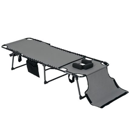 Folding Chaise Tanning Lounge Chair w/ 5-level Reclining Back