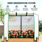 Raised Garden Bed with PE Greenhouse Cover Outdoor Planter Box for Herbs and Vegetables, 35 x 22 x 47 inch, Sand - Image 4