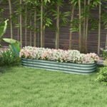 6.4' x 2' x 1' Galvanized Raised Garden Bed Kit, Metal Planter Box with Safety Edging, Green - Image 2