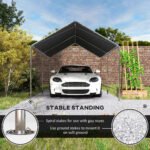 9.6' x 19.5' Carport Heavy Duty Galvanized Car Canopy w/ Included Anchor Kit, 3 Reinforced Steel Cables, Gray - Image 6