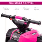 Kids ATV 4 Wheeler, 12V Kids Ride On Toy with Dual Motors, High & Low Speed, Music, Headlights, Up to 3.7 MPH, Pink - Image 6