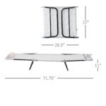 Folding Chaise Lounge Chair, Pool Sun Tanning Chair, Outdoor Lounge Chair with Reclining Back, Breathable Mesh Seat, Headrest for Beach, Yard, Patio, Cream White - Image 3