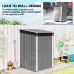Outdoor 3.3' x 3.4' Lean-to Garden Storage Shed, Galvanized Steel Tool House with Lockable Door for Patio, Gray - Image 6