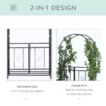 81" Metal Garden Arbor with Double Doors, Locking Gate, Climbing Vine Frame with Heart Motifs, Arch for Wedding, Bridal Party Decoration, Grey - Image 4