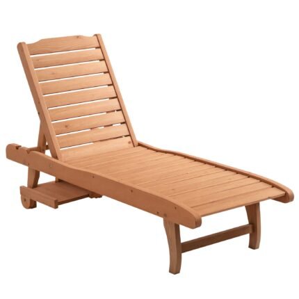 Chaise Lounge Chair Outdoor Wooden Pool Lounge Chair