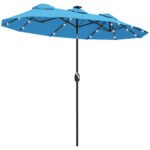 Double-sided Patio Umbrella, 9.7 ft. Outdoor Umbrella with 45-Degree Tilt and Crank, LED Solar Light and 12 Ribs - Image 11