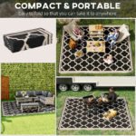 Reversible Polypropylene Outdoor Rug Folding, Durable, Perfect for Camping, Deck & Beach Black - Image 4