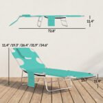 Tanning Chair with Face Hole, 5-Level Adjustable Outdoor Chaise Lounge Chair with Pillow for Beach, Pool, Light Green - Image 3