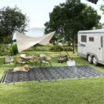 Reversible Outdoor Rug, Waterproof Plastic Straw with Carry Bag, 9' x 18', Black & Gray Lantern - Image 8
