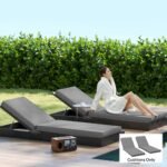 2-Piece Patio Chair Cushions with Backrests, Replacement Cushions for Outdoor Lounge Chair, Gray - Image 2