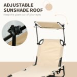 Chaise Lounge Pool Lounge Chairs Set of 2, Outdoor Sun Tanning Chairs, Reclining Back, Steel Frame and Side Pocket, Tan - Image 5