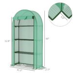 Mini Greenhouse, Portable Greenhouse with 4 Tier Shelves, Roll-Up Door, and Plastic Cover, 41.3" x 17.7" x 63", Green - Image 3