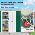 9' x 4' Metal Outdoor Storage Shed, Tool House with Double Lockable Doors for Backyard, Patio, Lawn, Garage, Dark Green - Image 5
